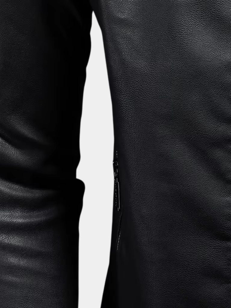 JEAN | Veste en cuir véritable — boutonnage croisé et coupe affirmée