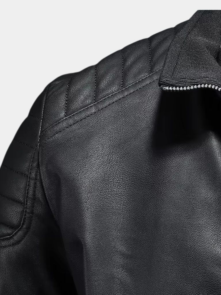 JEAN | Veste en cuir véritable — boutonnage croisé et coupe affirmée