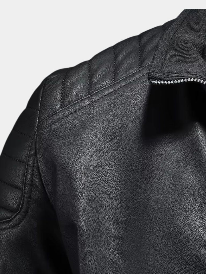 Crossed leather jacket
