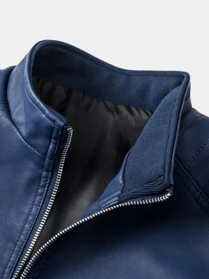 Crossed leather jacket