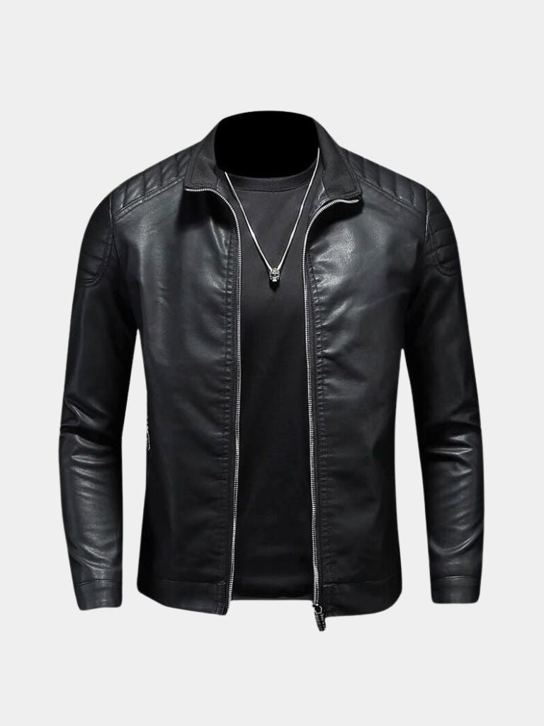 JEAN | Veste en cuir véritable — boutonnage croisé et coupe affirmée