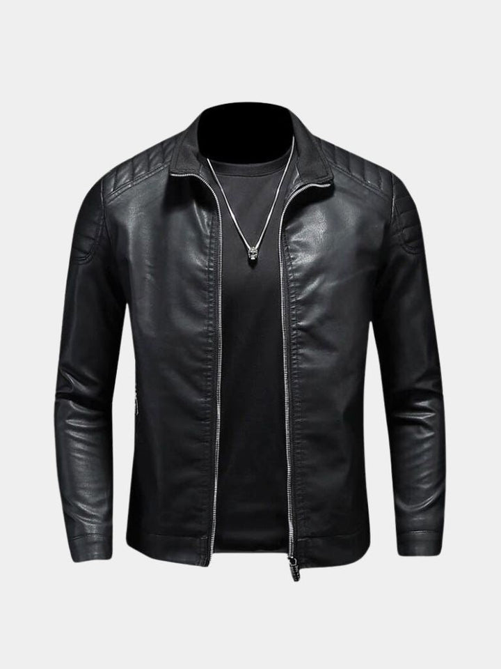 Crossed leather jacket