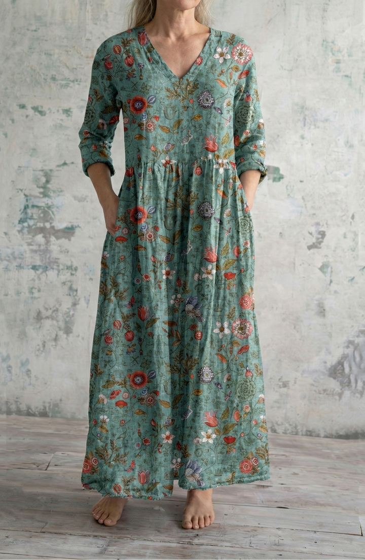 Camille | Robe longue florale en coton premium