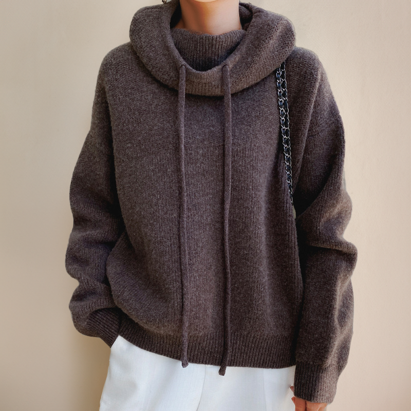 Élise | Pull en Cachemire à Capuche Drapée