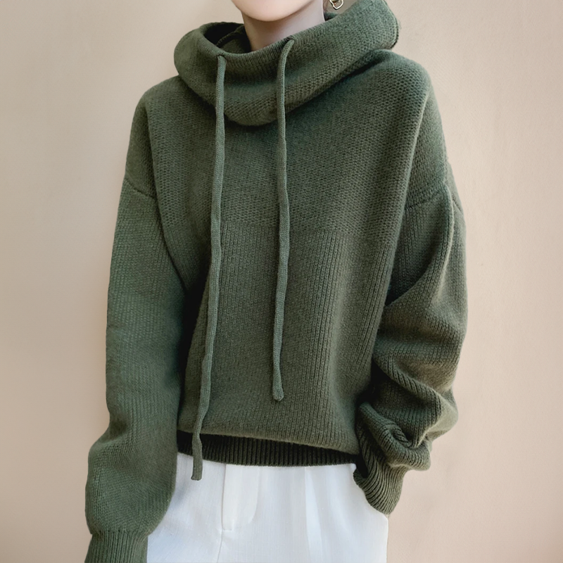 Élise | Pull en Cachemire à Capuche Drapée
