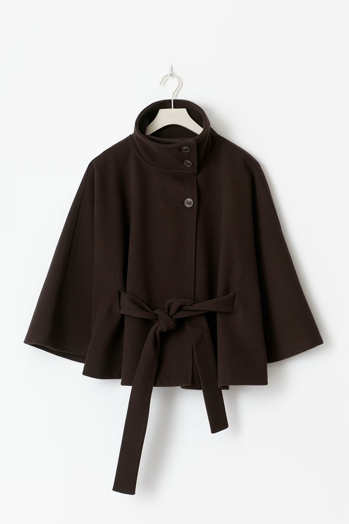 Ivanna Manteau Laine Femme | Col Haut Élégant avec Ceinture Amovible & Coupe Décontractée