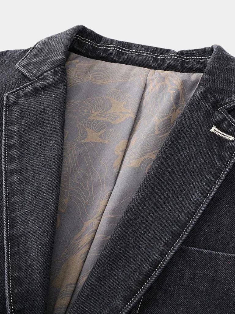 LIONEL | Blazer en denim brut — coupe taillée smart-casual