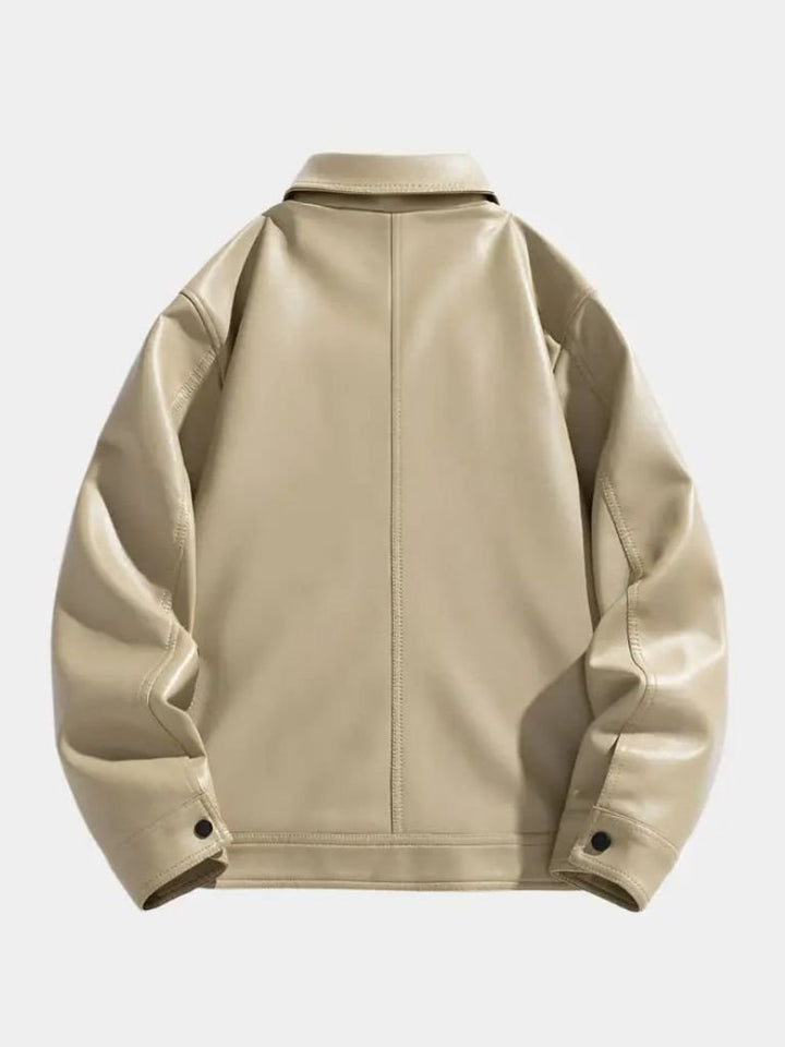GASPARD | Blouson en cuir véritable — col cranté et zip frontal