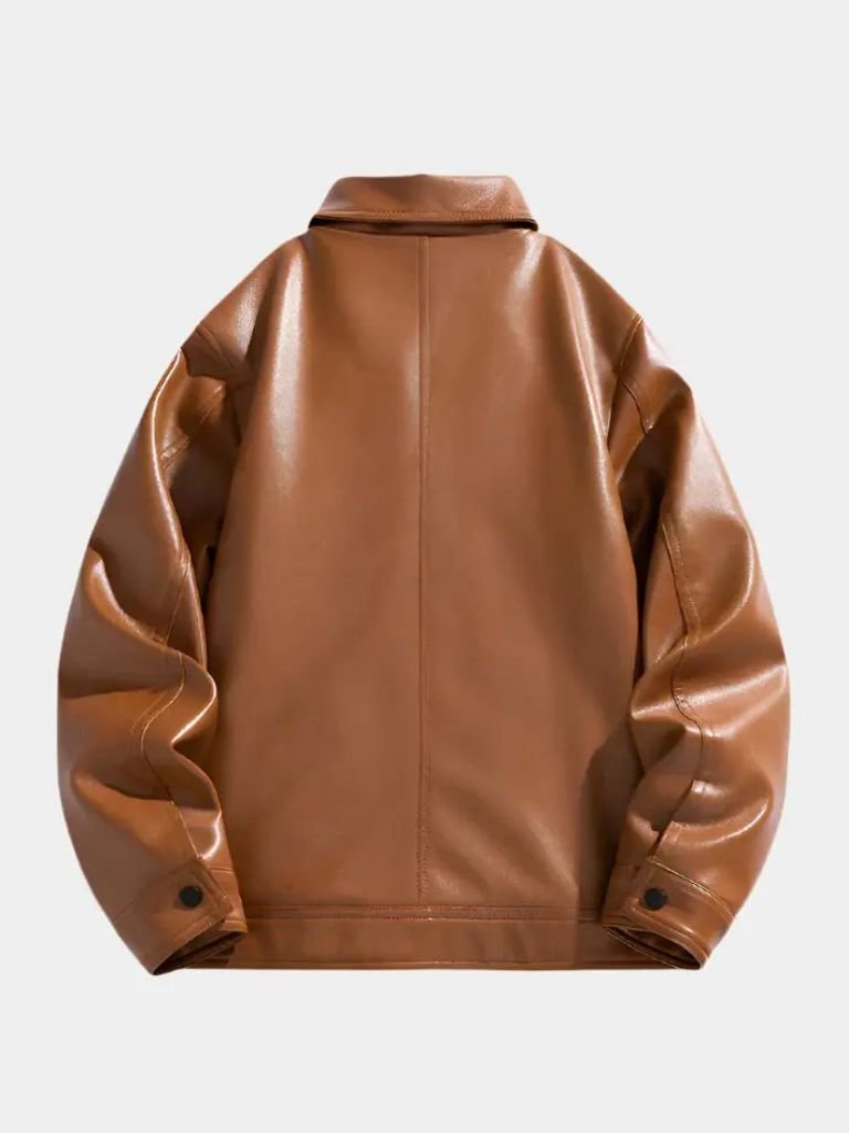GASPARD | Blouson en cuir véritable — col cranté et zip frontal