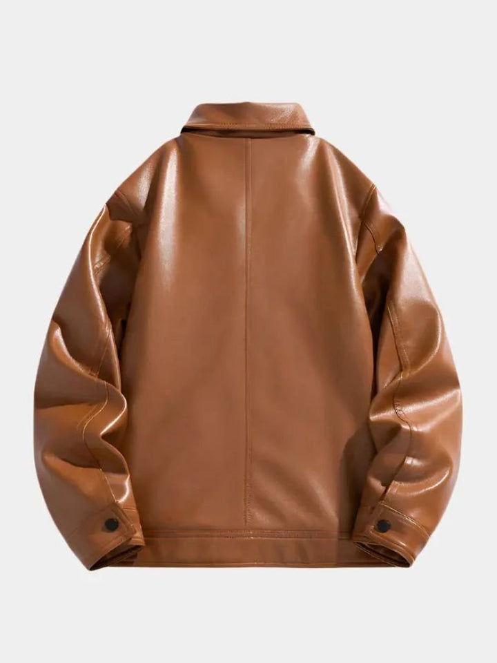 GASPARD | Blouson en cuir véritable — col cranté et zip frontal