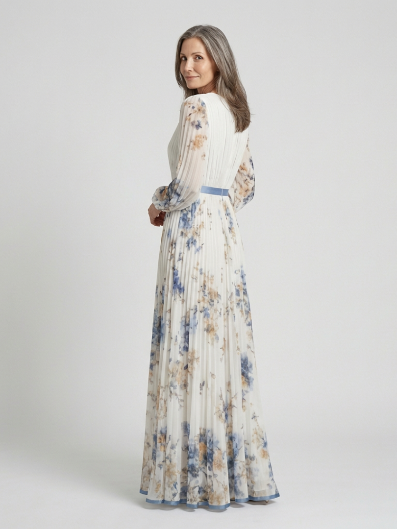 Lavinia | Robe Maxi à Fleurs à Manches Longues et Décolleté en V