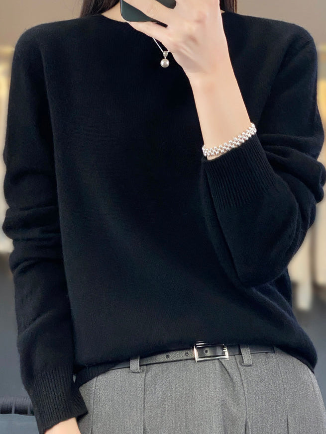 Isabelle | Pull cachemire col rond classique