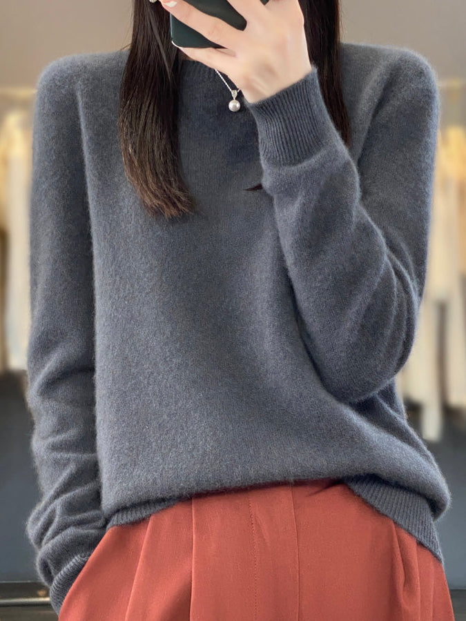 Isabelle | Pull cachemire col rond classique
