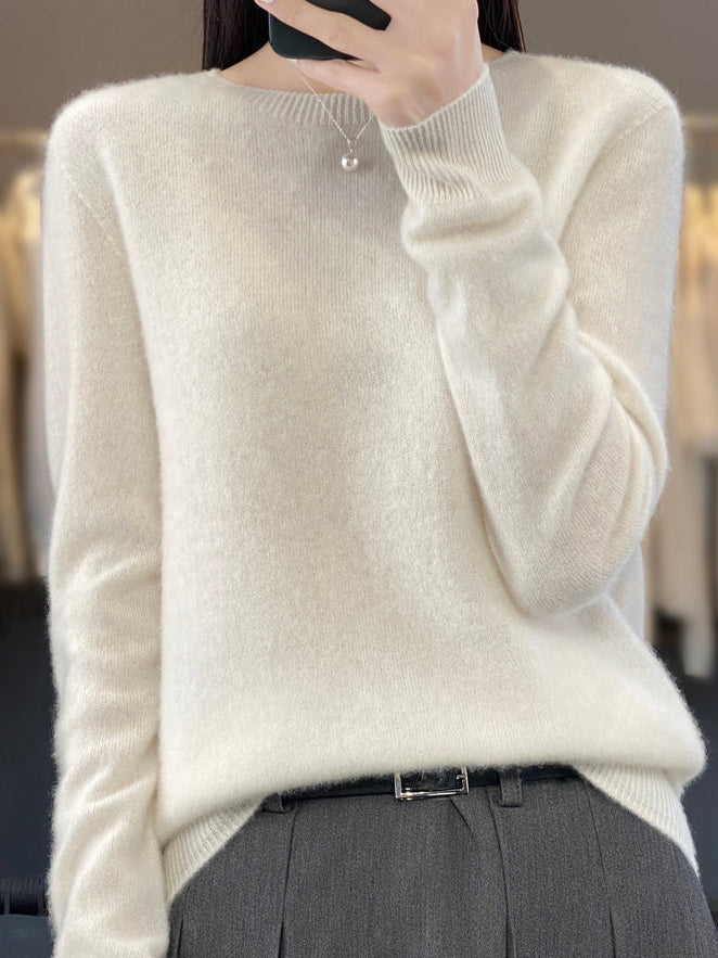 Isabelle | Pull cachemire col rond classique