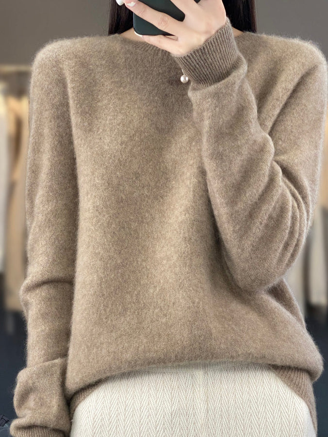 Isabelle | Pull cachemire col rond classique