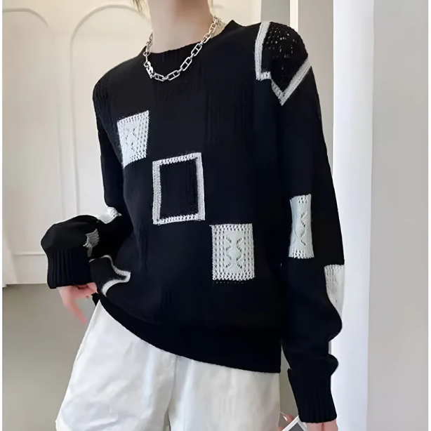Blandine | Pull Motifs Géométriques Chic