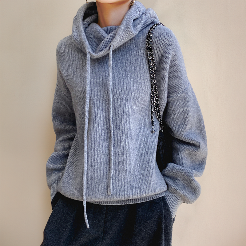 Élise | Pull en Cachemire à Capuche Drapée