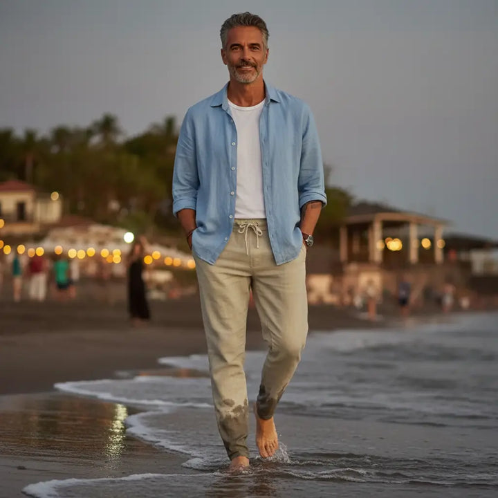 PANTALONS DE PLAGE EN LIN POUR HOMMES