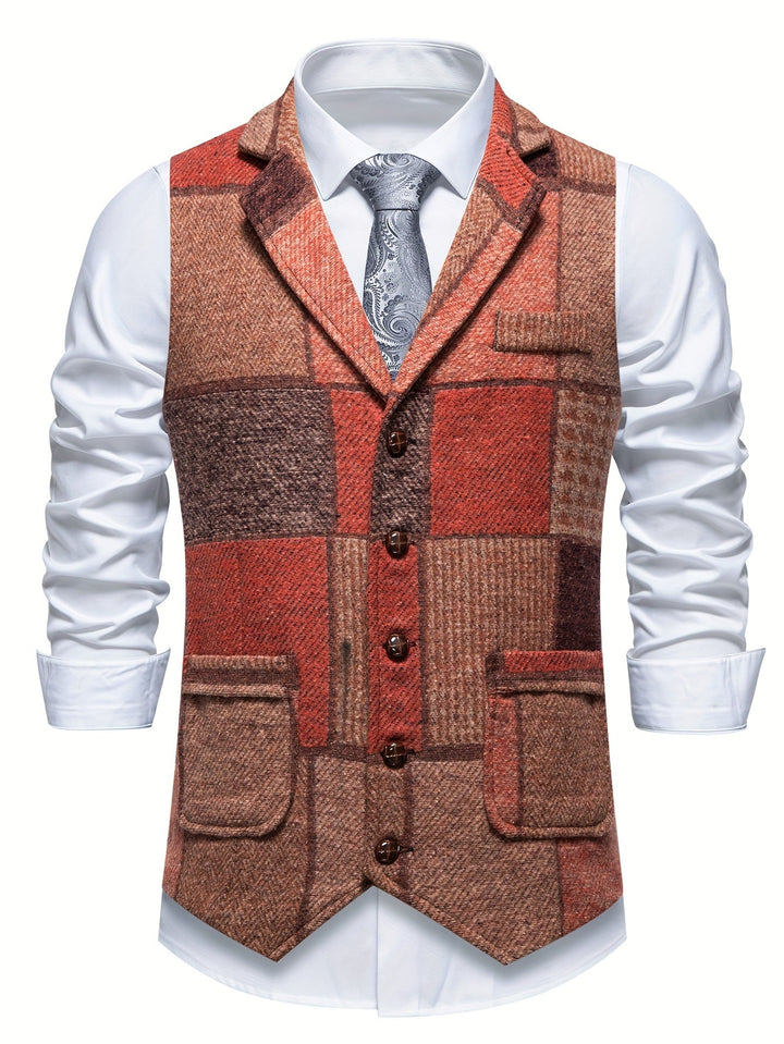 Léon | Gilet en tweed patchwork à motifs mêlés