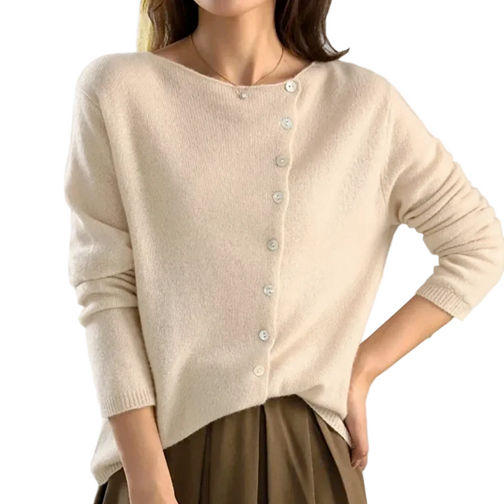 Silvia | Cardigan en cachemire à col asymétrique boutonné