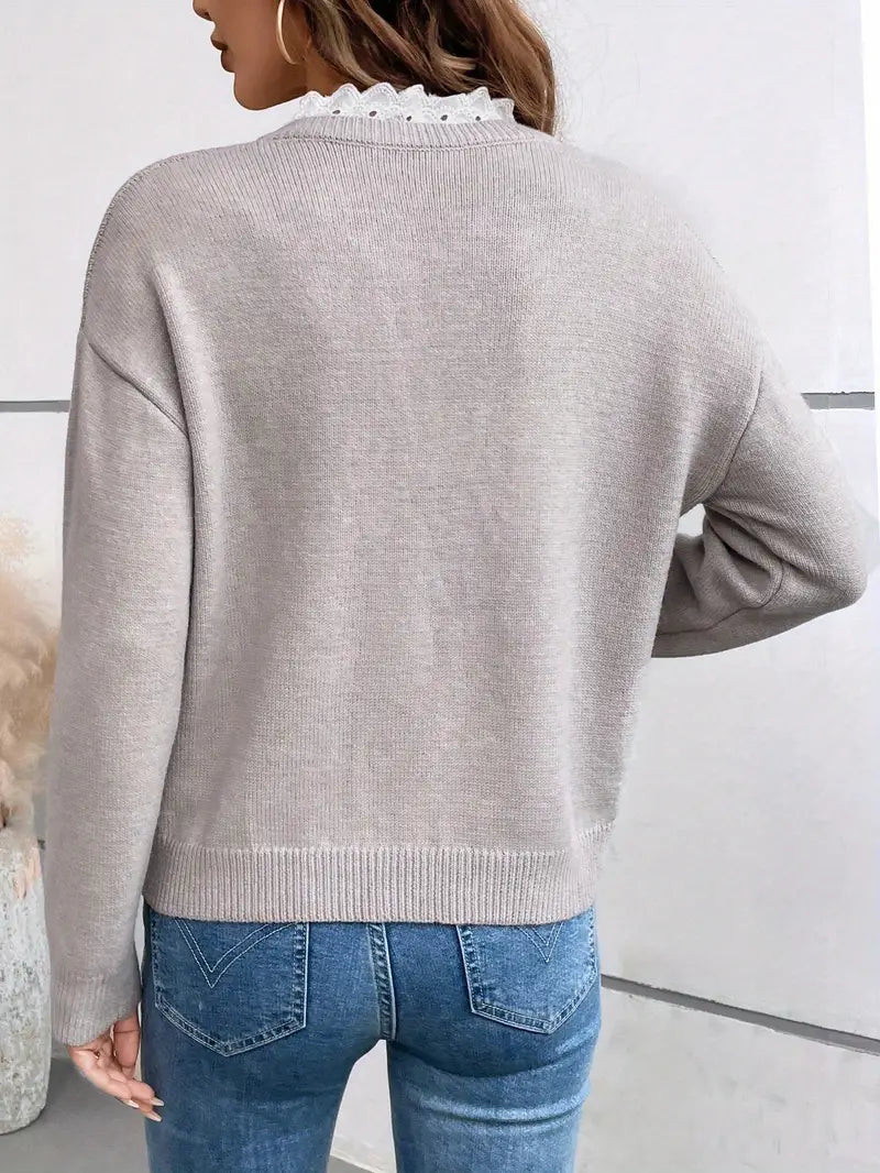 Céline | Pull en cachemire col dentelle