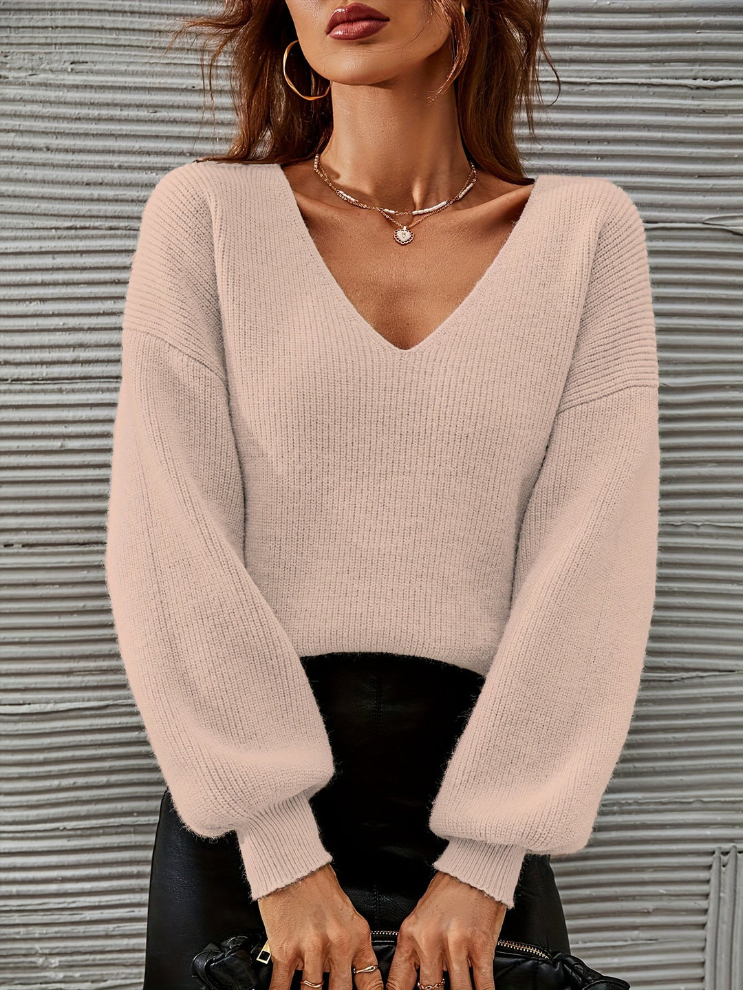 June | Pull cachemire col V côtelé