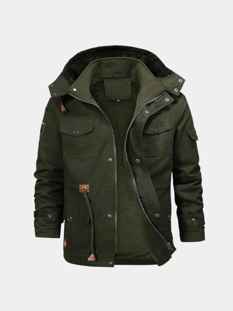 RENÉ | Blouson aviateur en maille moutonnée — capuche douce