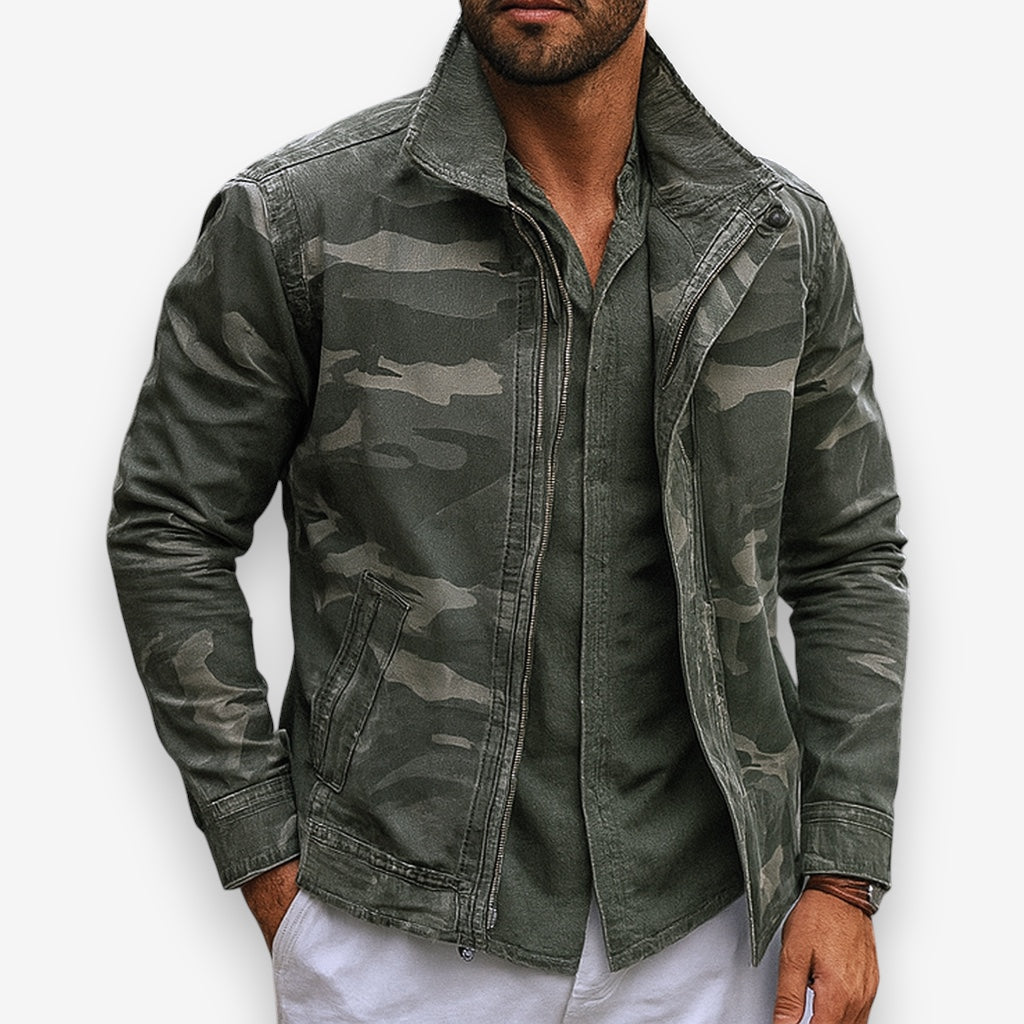 SERGE | Veste field en coton lavé — imprimé camouflage