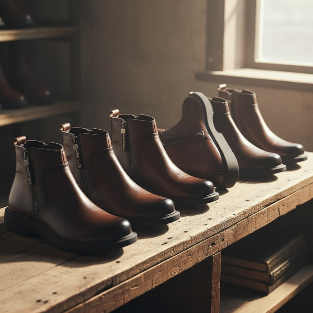 BOTTES EN CUIR À ZIP POUR HOMME
