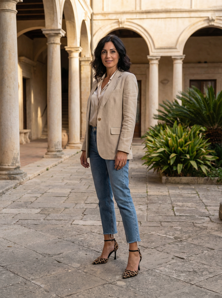 Diane | Talons en cuir imprimé à bride cheville