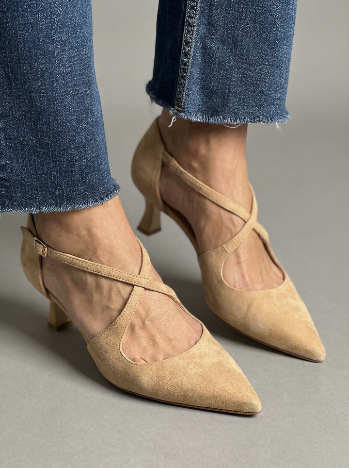 Marie | Talons en velours à brides croisées