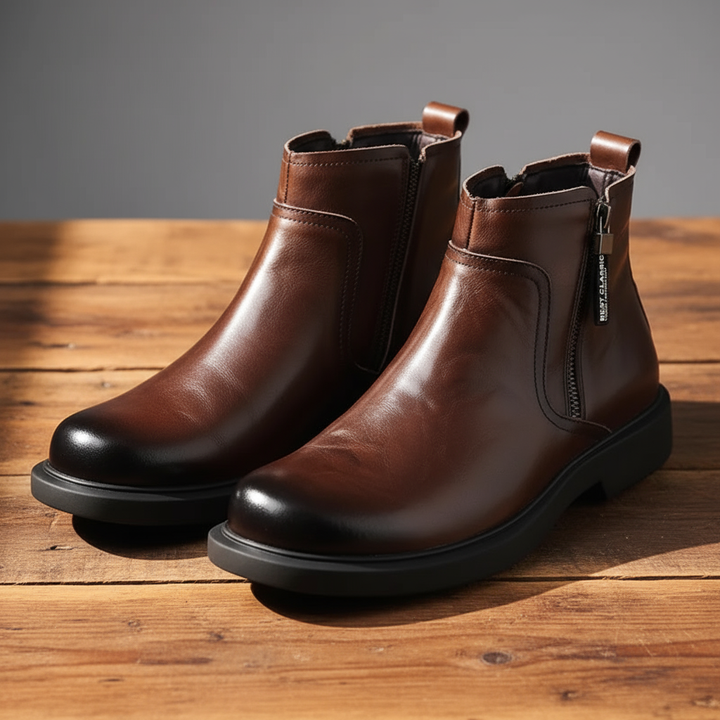 BOTTES EN CUIR À ZIP POUR HOMME