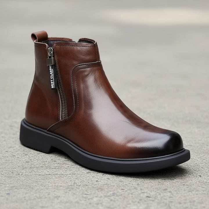 BOTTES EN CUIR À ZIP POUR HOMME