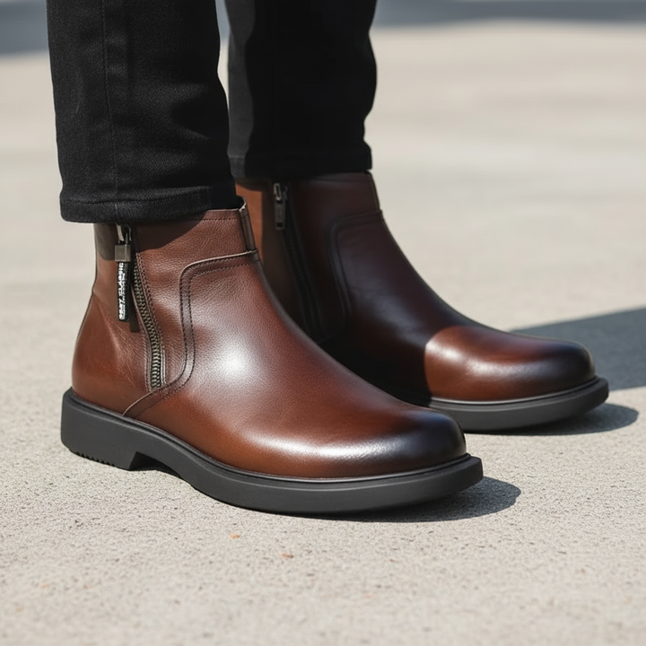 BOTTES EN CUIR À ZIP POUR HOMME