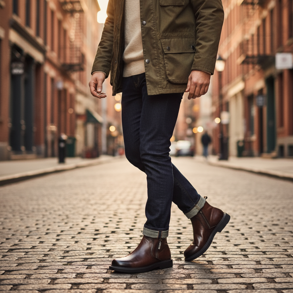 BOTTES EN CUIR À ZIP POUR HOMME