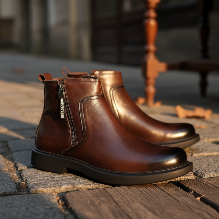 BOTTES EN CUIR À ZIP POUR HOMME