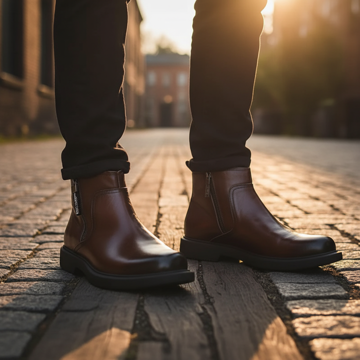BOTTES EN CUIR À ZIP POUR HOMME