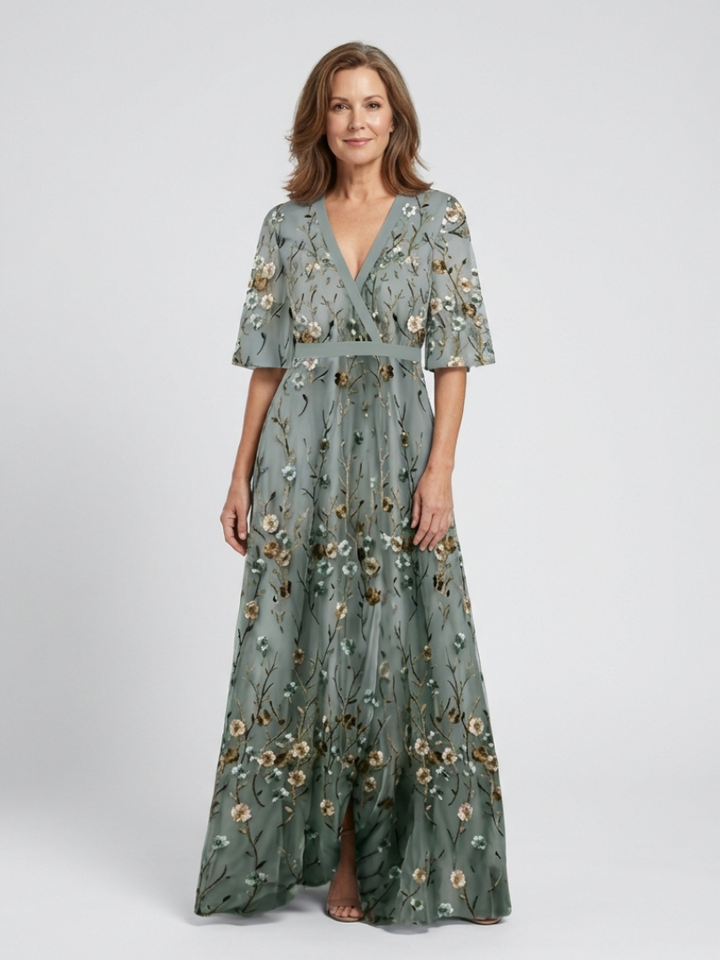 Clémence | Robe longue brodée élégante