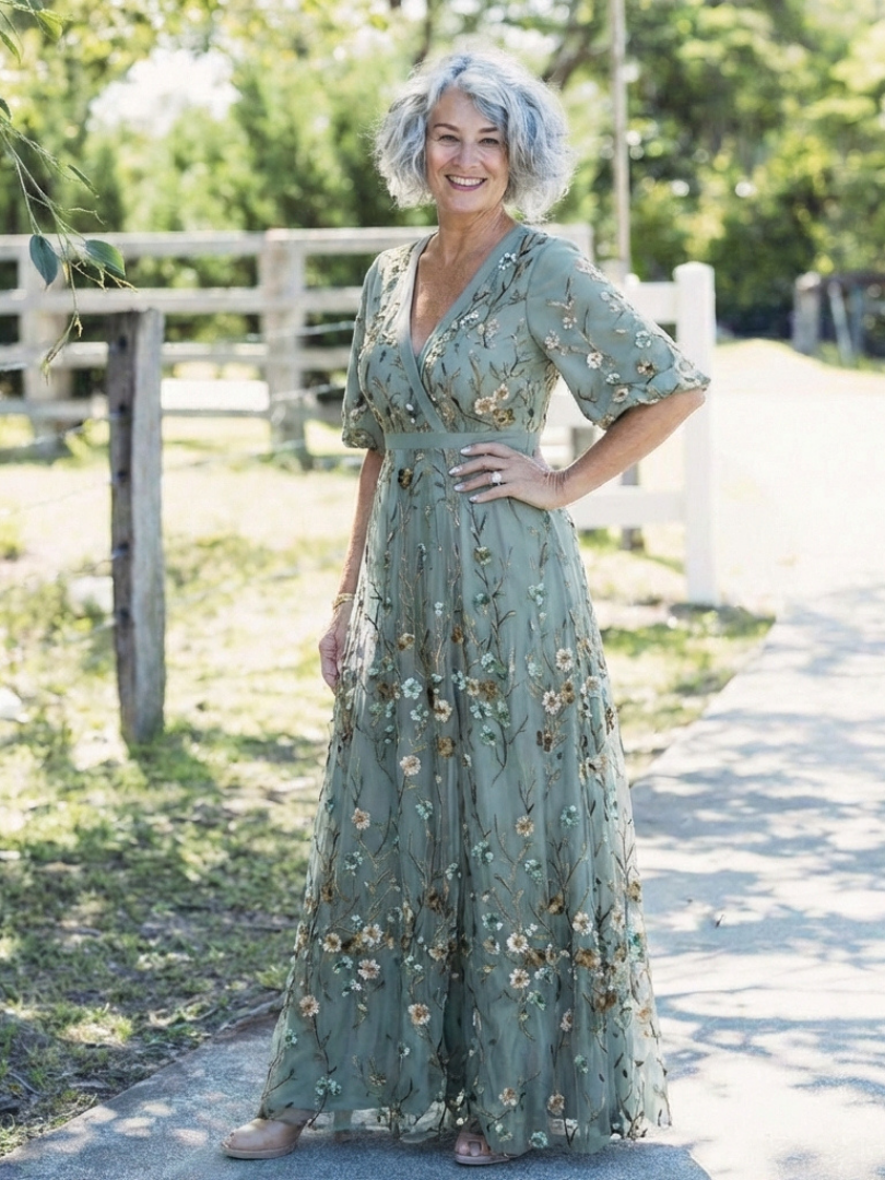 Clémence | Robe longue brodée élégante
