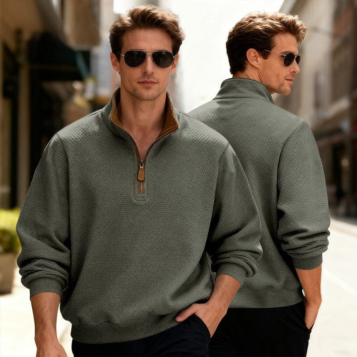 PULL TEXTURÉ ZIPPÉ POUR HOMME