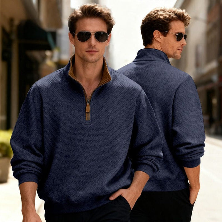 PULL TEXTURÉ ZIPPÉ POUR HOMME