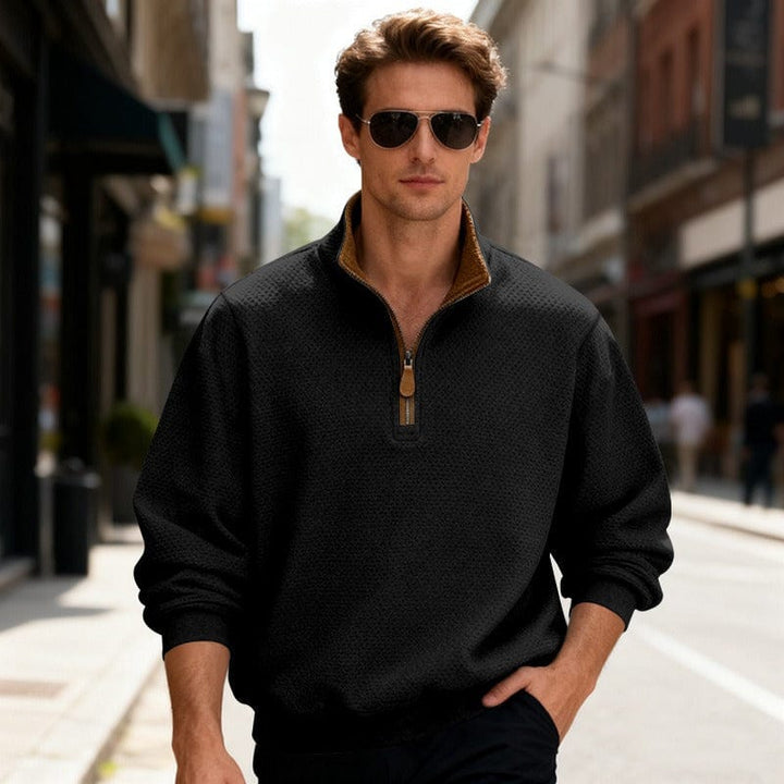 PULL TEXTURÉ ZIPPÉ POUR HOMME