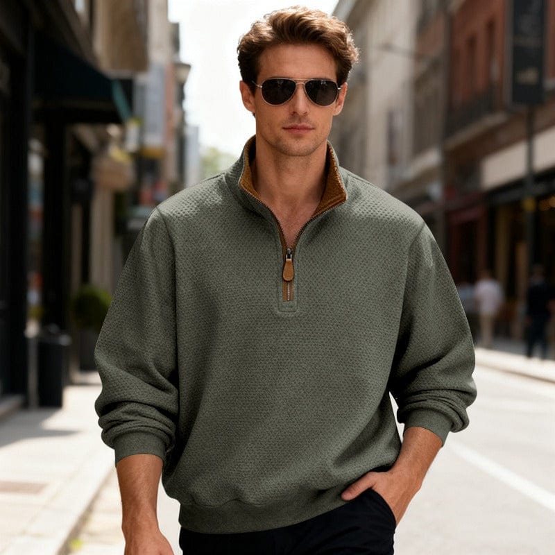 PULL TEXTURÉ ZIPPÉ POUR HOMME