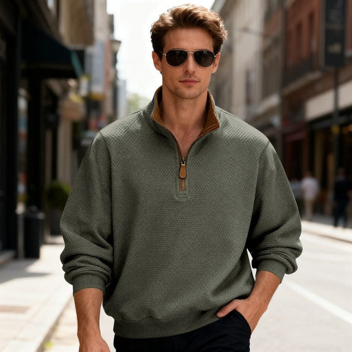 PULL TEXTURÉ ZIPPÉ POUR HOMME