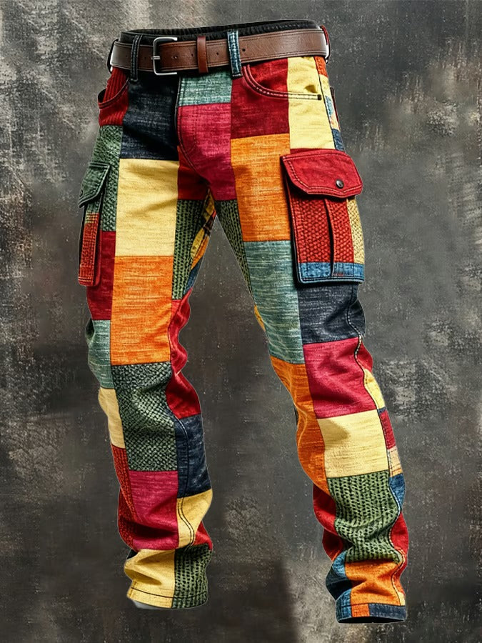 PANTALON PATCHWORK DE CARGO POUR HOMMES