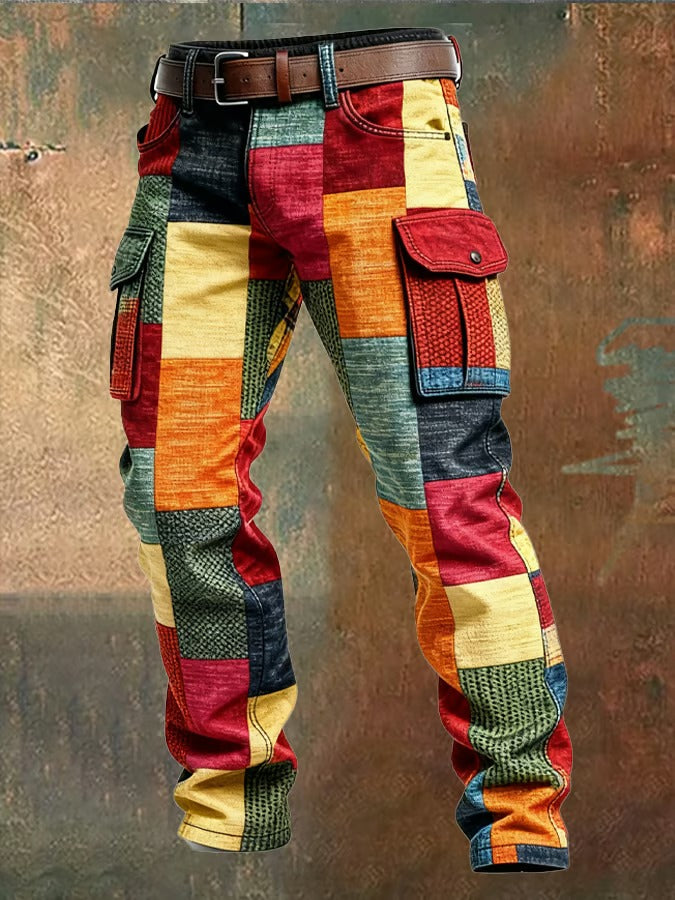 PANTALON PATCHWORK DE CARGO POUR HOMMES