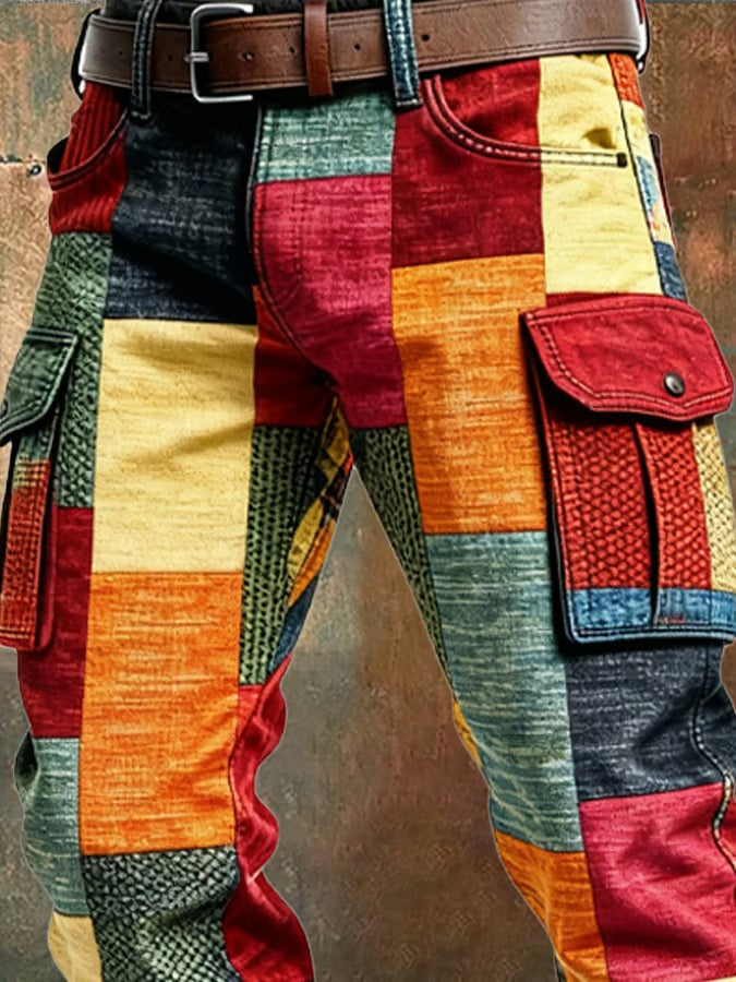 PANTALON PATCHWORK DE CARGO POUR HOMMES