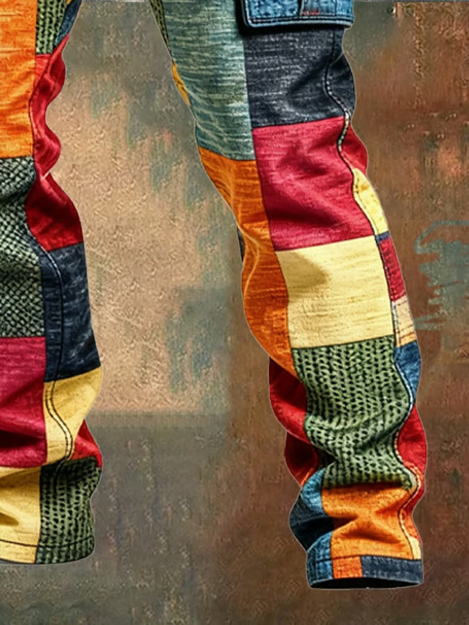 PANTALON PATCHWORK DE CARGO POUR HOMMES