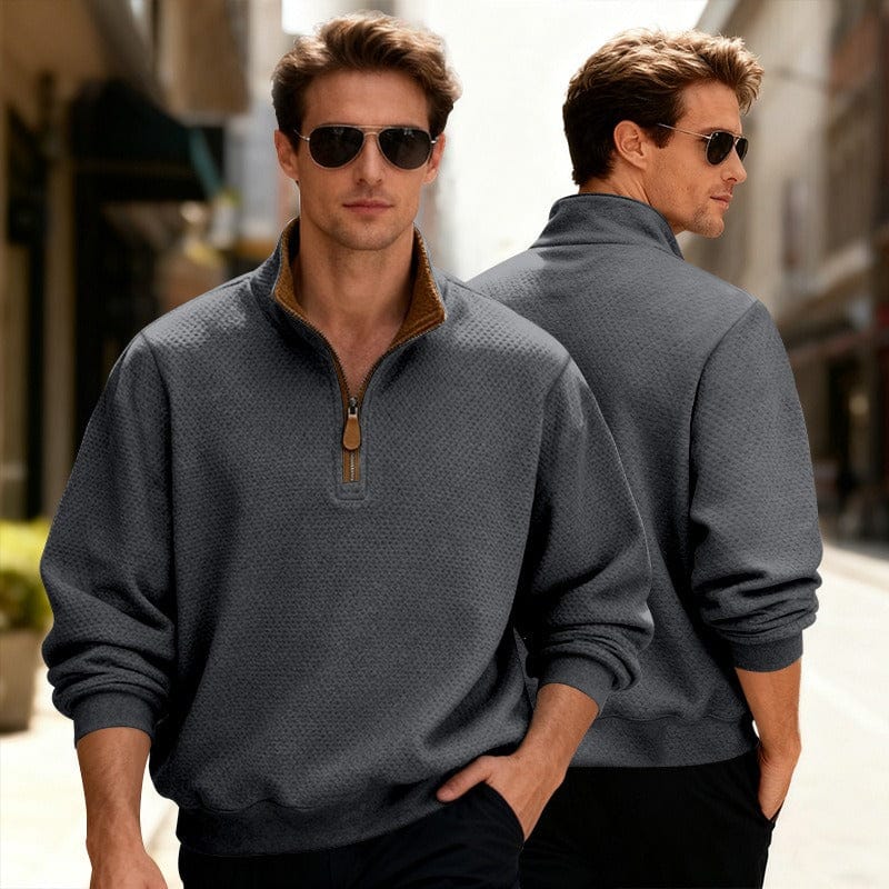 PULL TEXTURÉ ZIPPÉ POUR HOMME