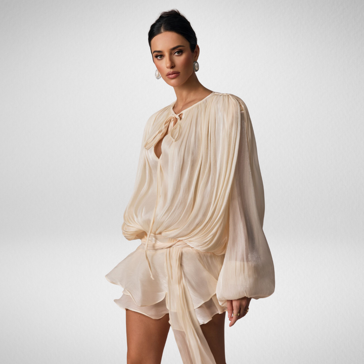 Camille Cannes | Robe Chemisier Évasée à Lacets